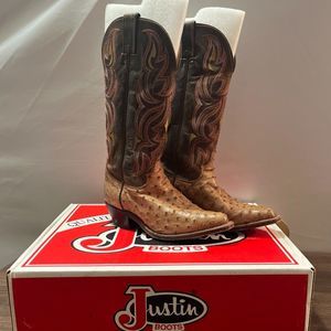Justin Tan Pint Ostrich with Brown uppers  size 6B